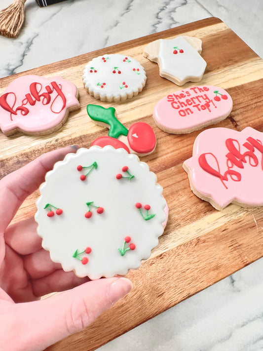 Cherry-Themed Custom Decorated Cookies